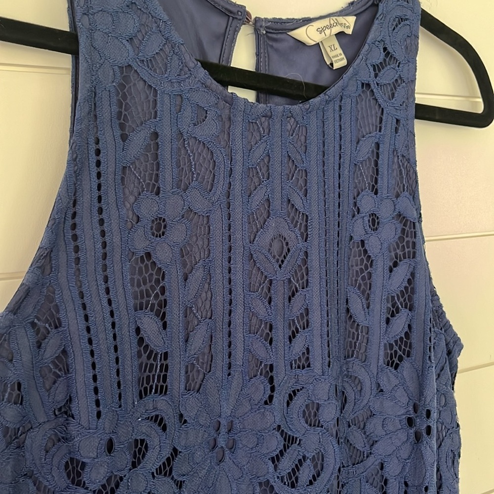 Lace Navy Blue Shift Dress